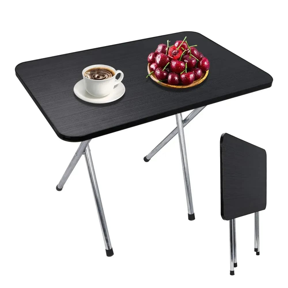 Trixter Mesa Plegable De Madera Portátil Tipo Portafolio Multifuncional Color Negro. Mesa Individual Para Desayuno Jardin Comedor