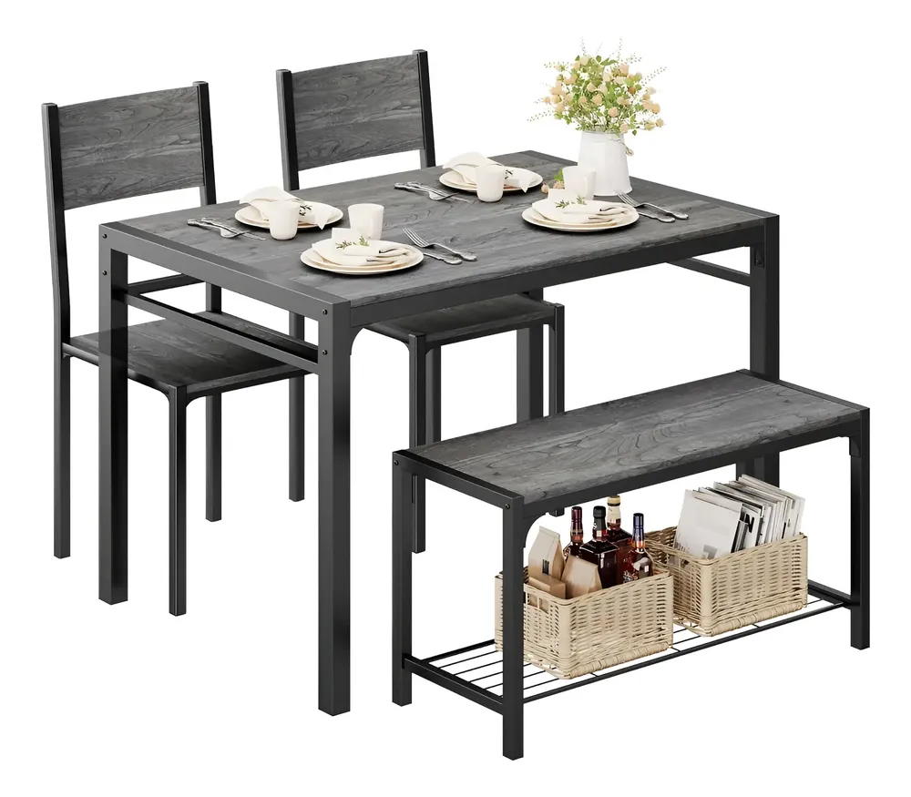 Juego De Comedor 2taburetesy 1 Banco Mesa Rectangular Cocina