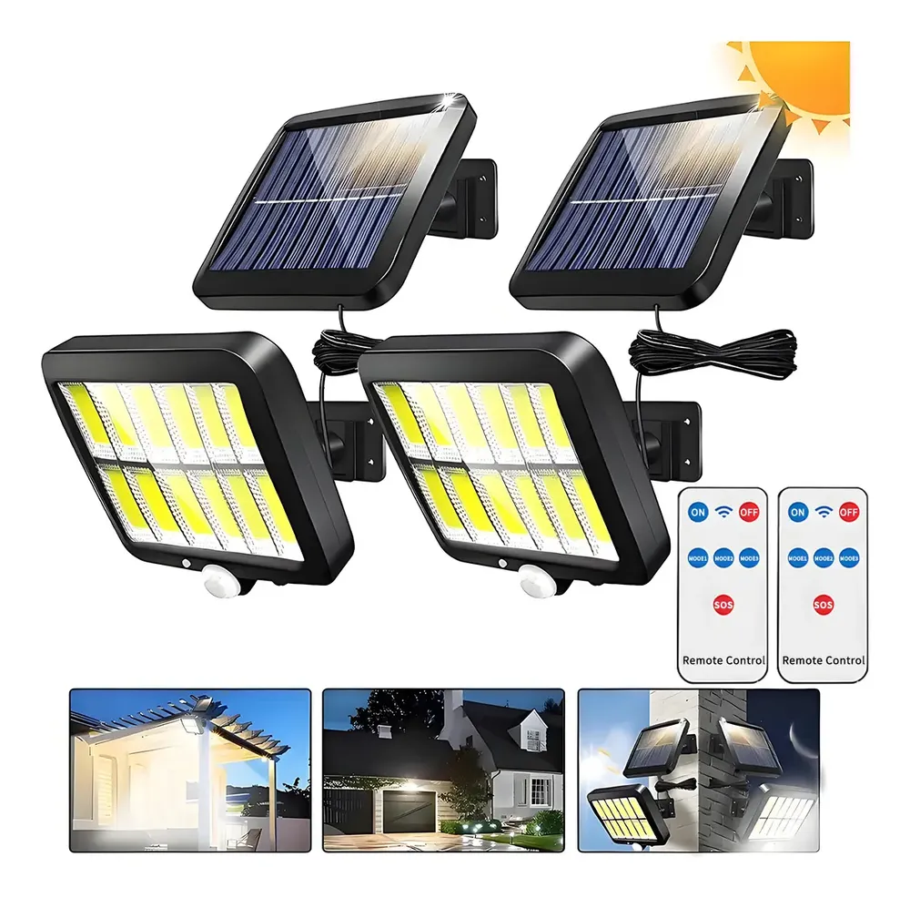 Lámpara Solar Exterior Focos Solare Jardin 3modos+remoto 2pz