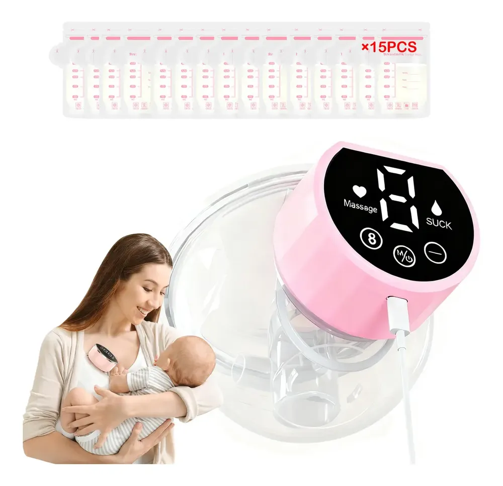 Extractor de Leche Eléctrico Manos Libres Rosa para Bebés de 0 a 6 Meses