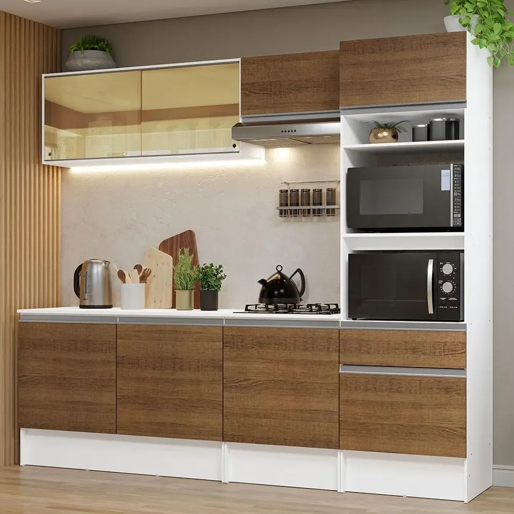 Cocina Integral Completa Modular Madesa Topazio 240cm Color Blanco\u002FMarrón