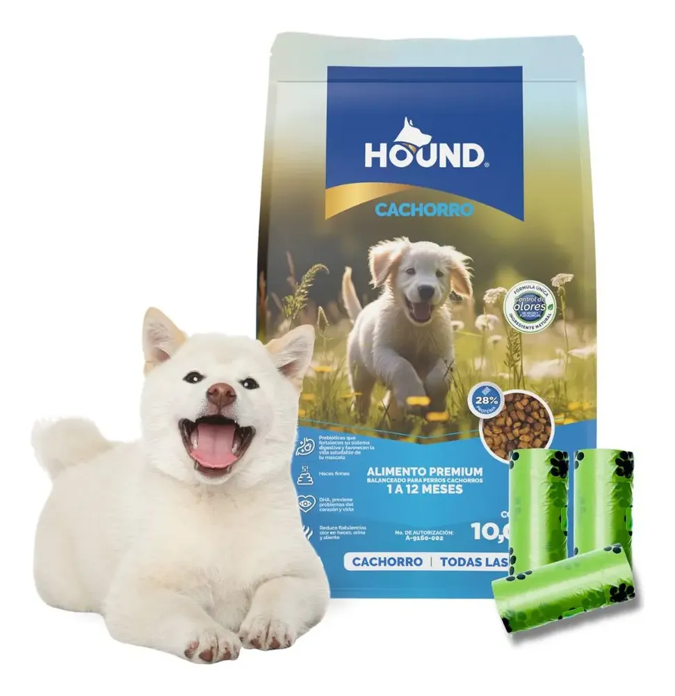 Alimento Perro Hound Cachorro 10kg 28% Prot. + Bolsa
