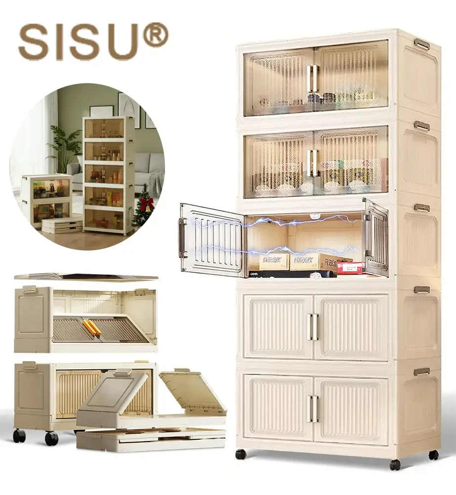 Sisu® 125*54*27cm Closet Para Ropa Plegable Ropa Armario 5pisos Organizador Blanco ,estantes De Plastico,armario Ropa,closet