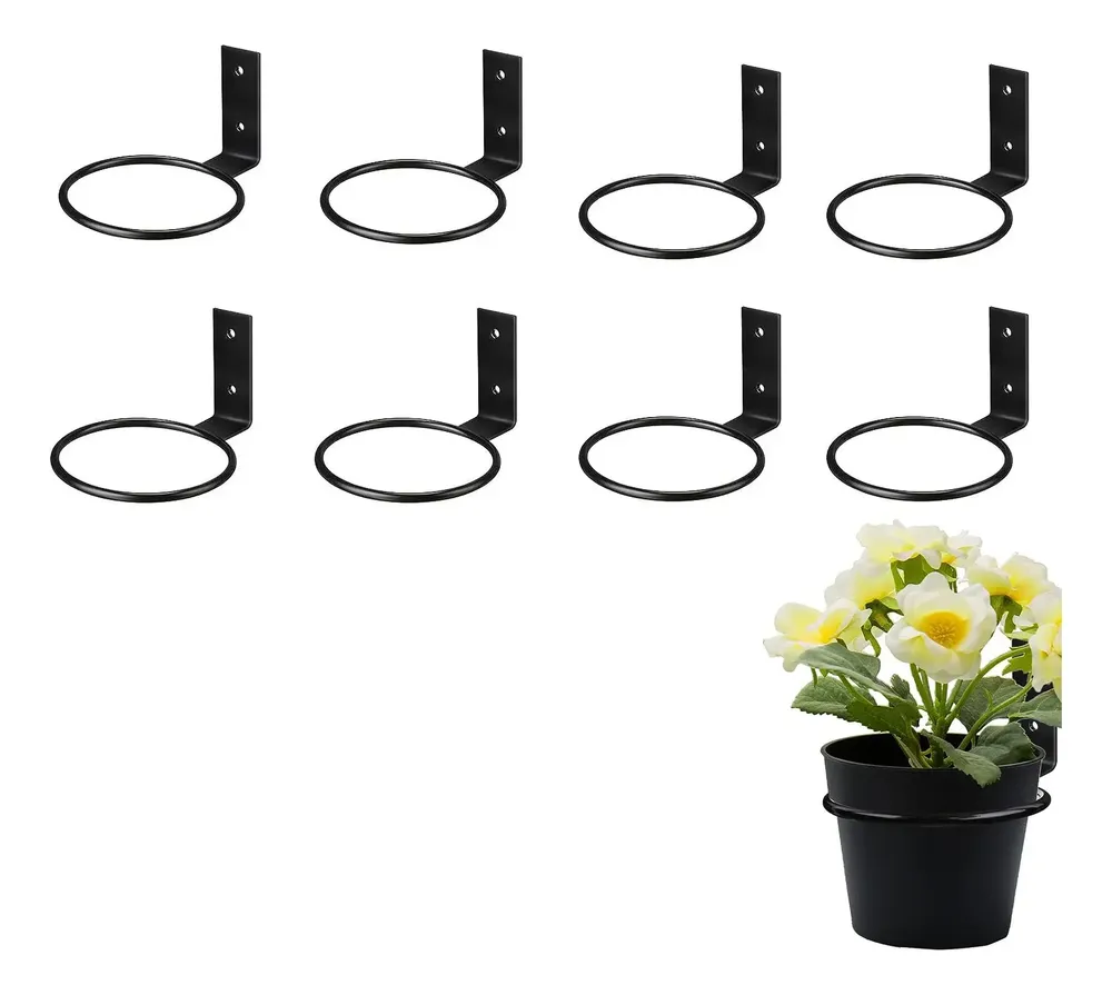 Porta Soporte Para Macetas Pared Decoración De Herrería 8pz
