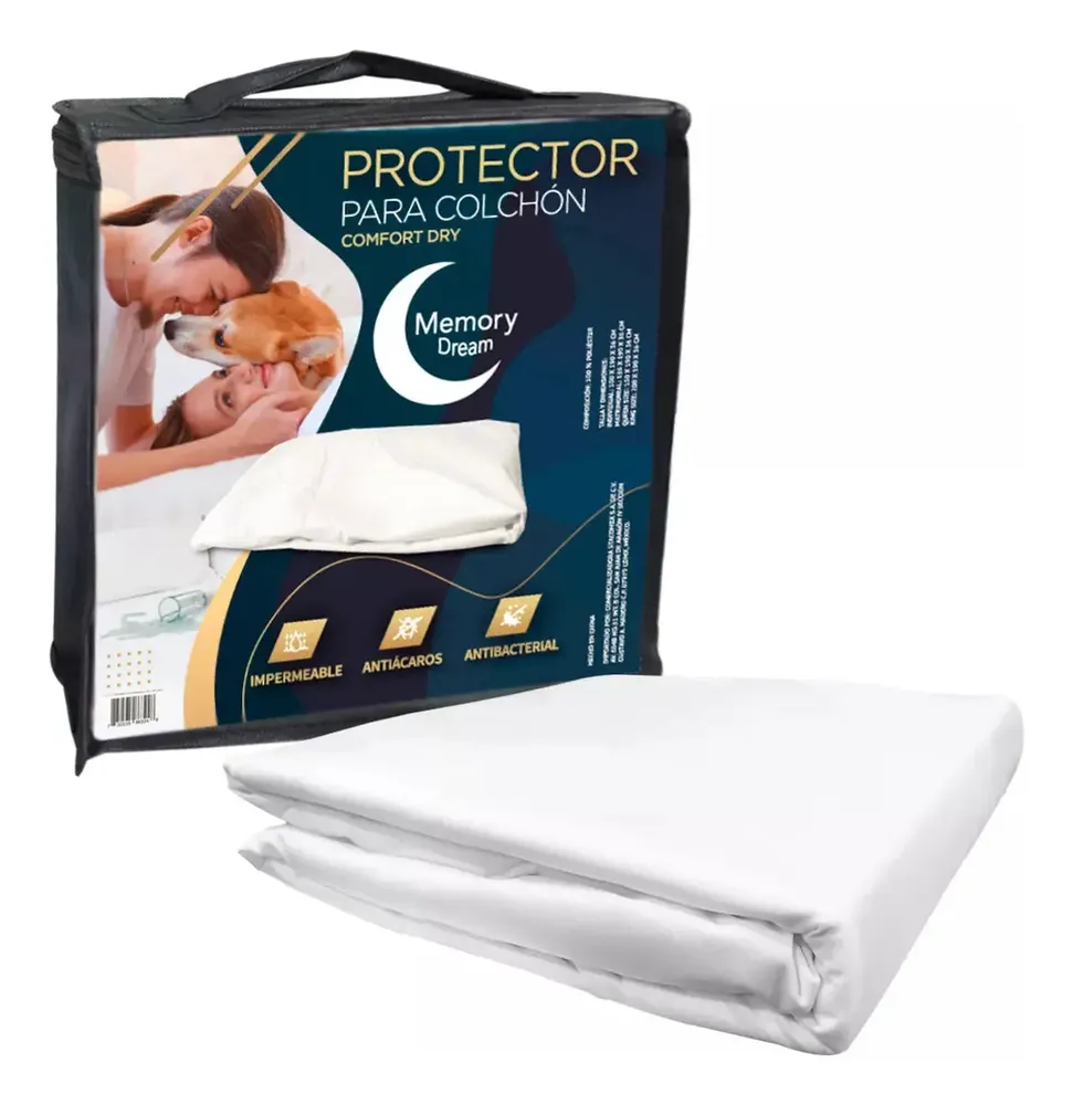 Protector Cubre Colchón Memory Dream Impermeable Matrimonial Blanco Liso Matrimonial