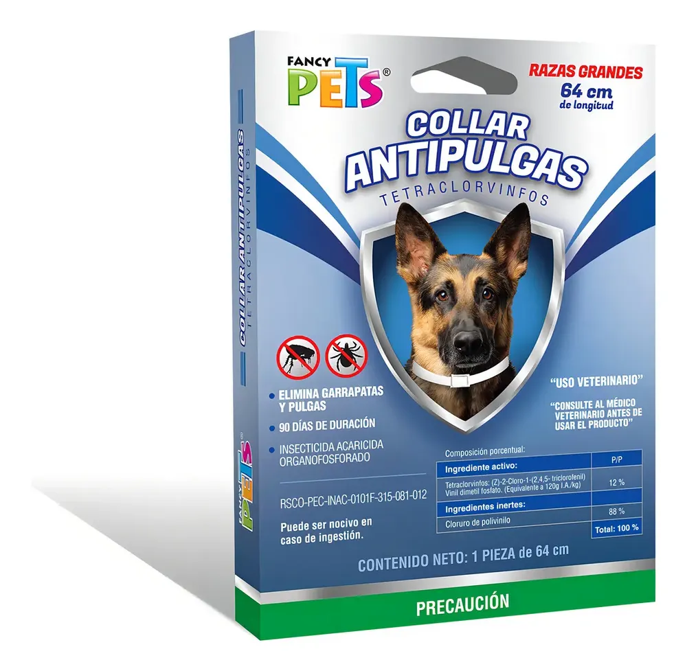 Collar Antipulgas Para Perro De Raza Grande 64 cm.