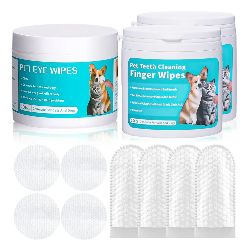 Kit Toallitas Limpiadoras Ojos Y Dientes Para Mascotas