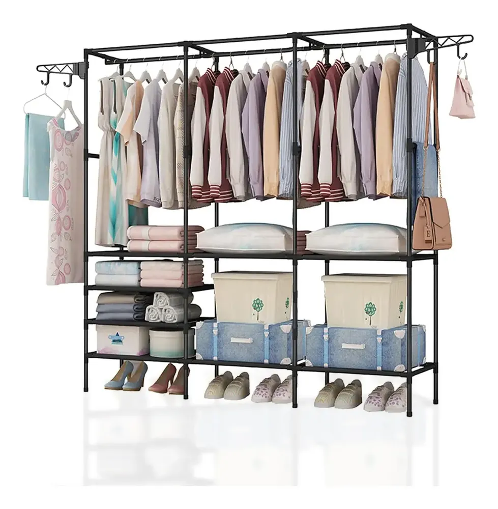 Rack Armable Perchero Piso Organizador Ropa Colgador Closet Found Organizador de Ropa Multifuncional Armado Fácil y Dinámico, Mueble Organizador Portátil de ropa, zapatos, bolsos y accesorios