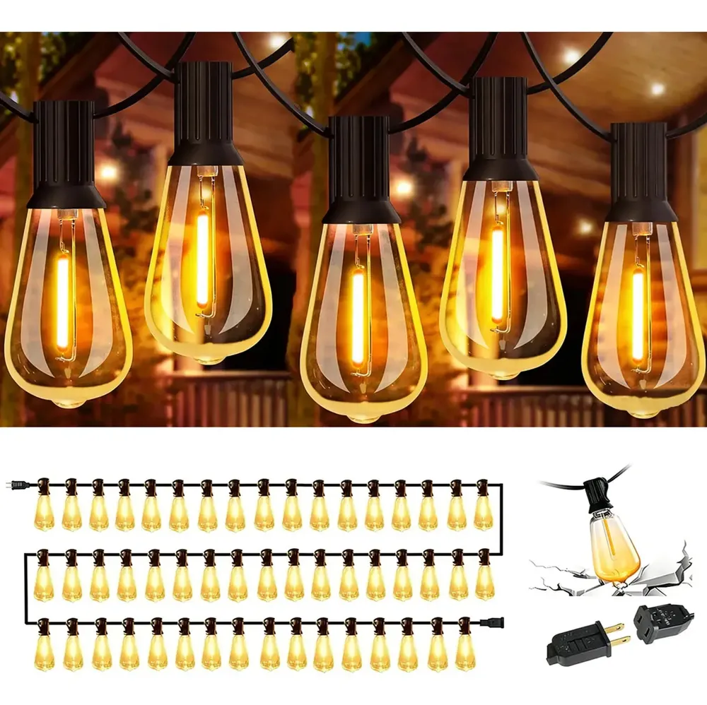 Guirnalda de Luces Led Decorativas ATOZELE 30 Metros 50+2 Focos led ST38,Series de Luces Navidad Decoracion Exterior y Jardin,Impermeable IP44,Amarillo cálido