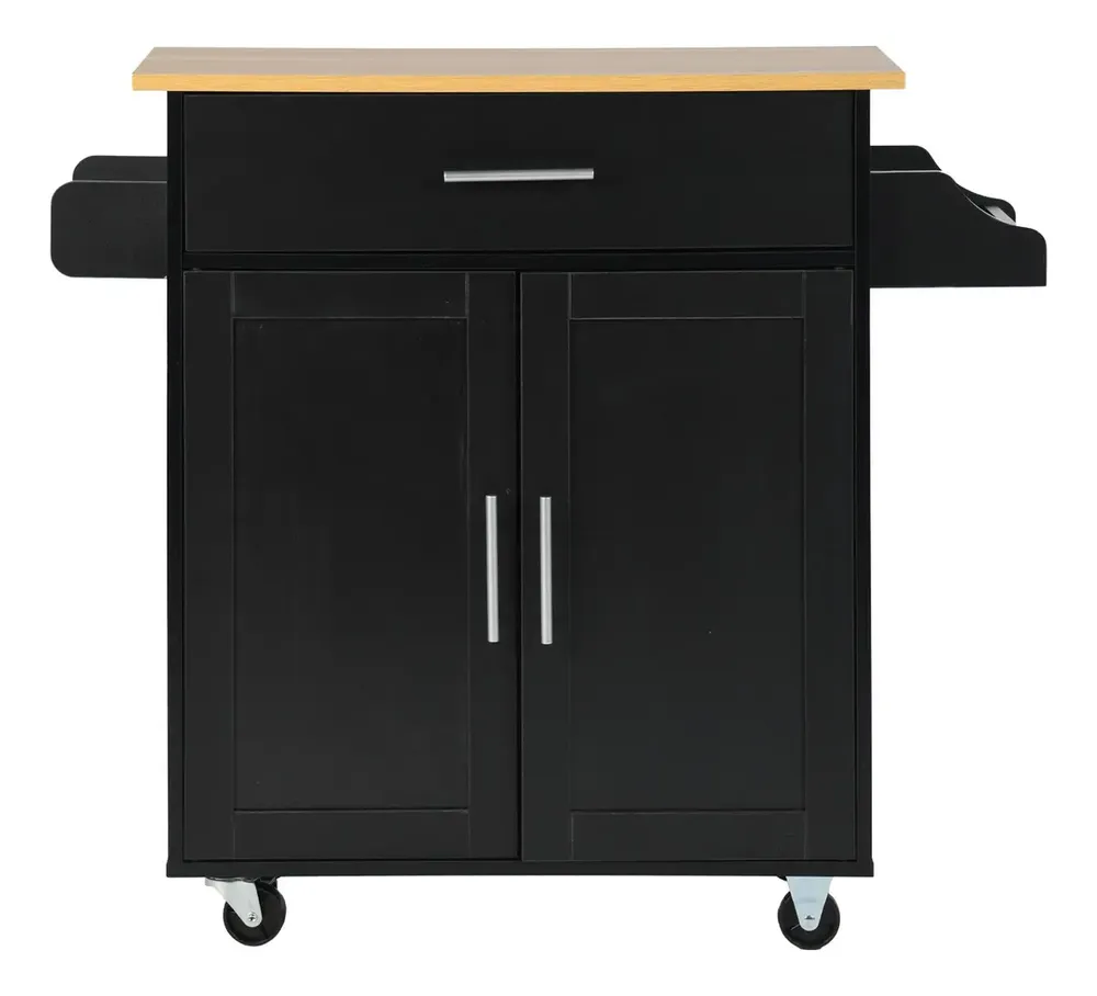 Gomyhome Carrito De Almacenamiento Cocina Con Clóset De Almacenamiento Y Cajones Para Comedor Negro