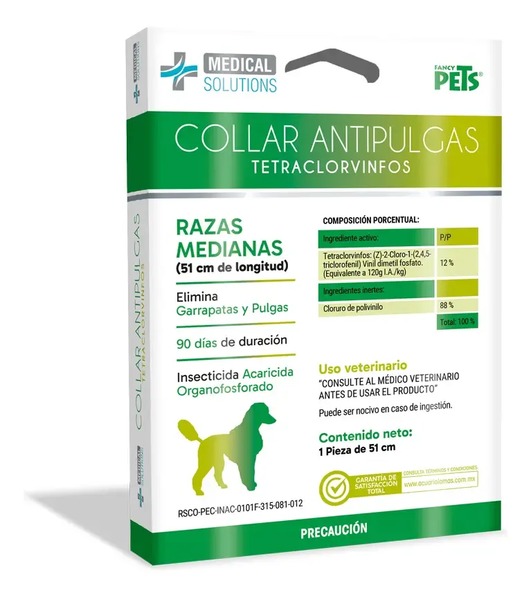 MS Collar Antipulgas Para Perro Protector Repelente De Pulgas Raza Mediana 51 Cm