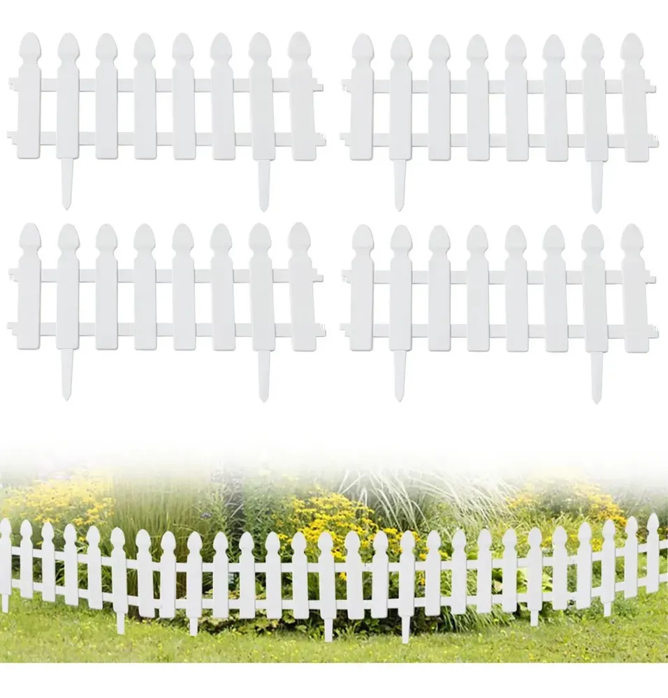 4pcs Cerca Vinilo Estacas Blanco Para Jardín Decoración