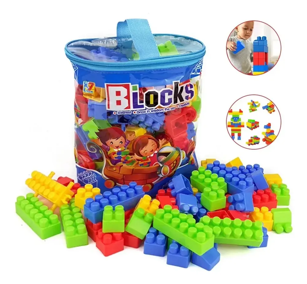 100 Piezas Bloques Juguete De Construcción Mochila Bolsa