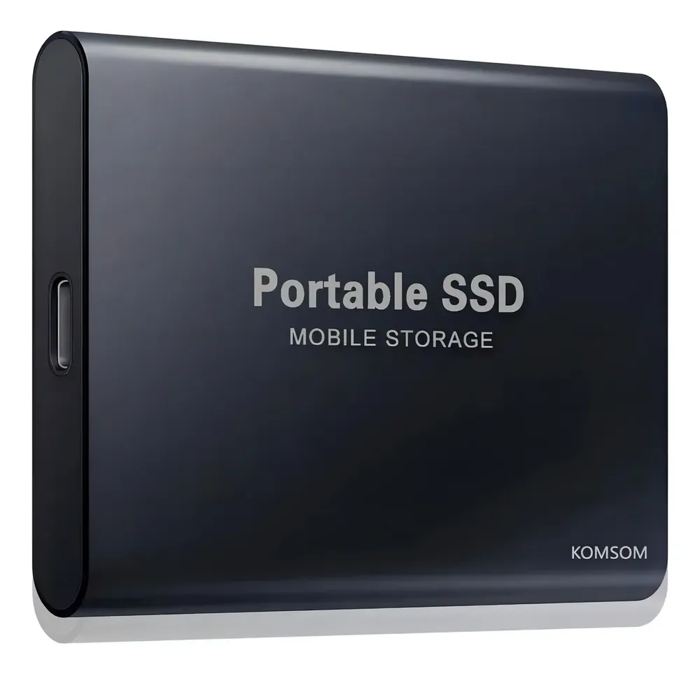 Disco Duro Externo SSD Komsom M970N 2TB USB 3.1 Tipo-C Negro Portátil Resistente a Golpes