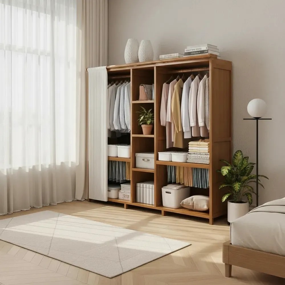 Closet Madera Natural Armable 1.6 Mts Para Hogar
