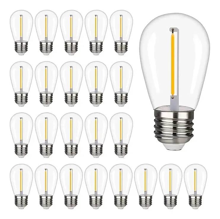 24pcs Foco Led S14 Bombillas Led Bylifity , Foco De Repuesto Para Guirnalda Impermeable, Equivalente A 10 W, S14 Luz Led Bombillas Para Exteriores, Patio, Jardín, Clásico, E26\u002Fe27 Base