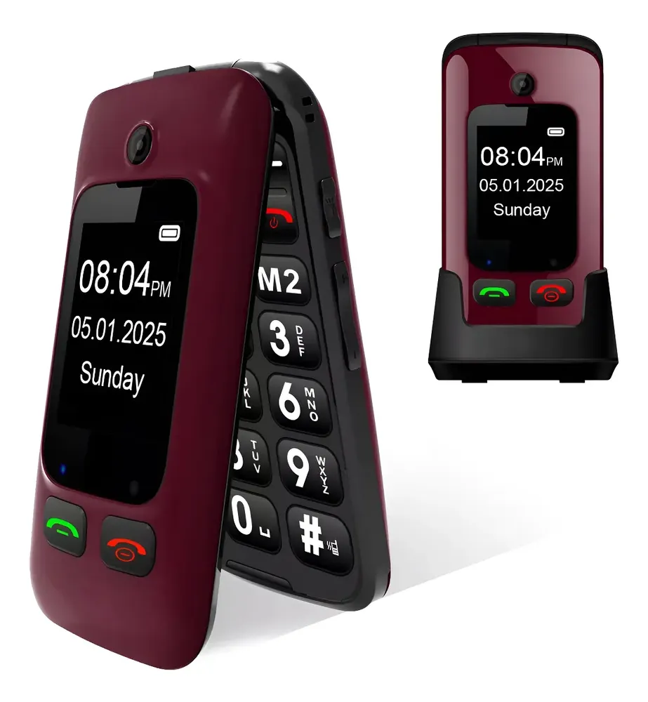 Yeemovil F22 Teléfono Celular Para Adultos Mayores, 4g Teléfono Plegable Con Botones Grandes, Doble Pantalla, Sos Botón, Volumen Alto
