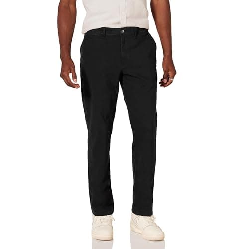 Amazon Essentials - Pantalón caqui elástico casual ajustado para hombre, color negro, 40 de ancho x 32 de largo