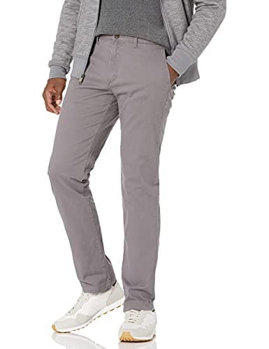 Amazon Essentials - Pantalón caqui elástico casual ajustado para hombre, color gris oscuro, 36 de ancho x 28 de largo