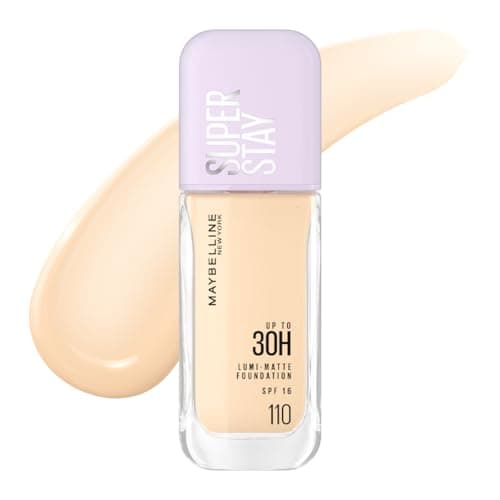 Maybelline Super Stay Lumi Matte Base de Maquillaje Líquida, Alta Cobertura con Acabado Mate Luminoso, Tecnología Lightwear 30H de Duración, Tono 110, 30 ml