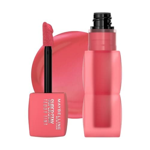 Maybelline Super Stay Teddy Tint, Tinta para Labios Mate Difuminado, Larga Duración 12 Horas, Textura Suave, No Transfiere, A Prueba de Bebidas y Besos, Tono Petalcore, 5 ml
