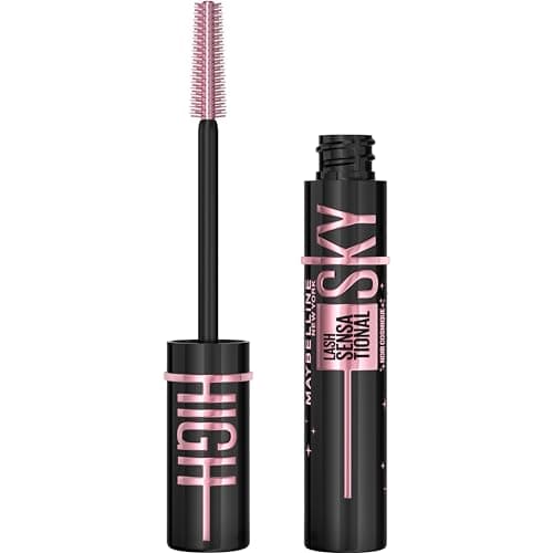 Maybelline Sky High Máscara de Pestañas, Alargamiento y Volumen Hasta por 12 Horas, con Fibras Extensoras y Extracto de Bambú, Lavable, Tono Cosmic Black 6 ml