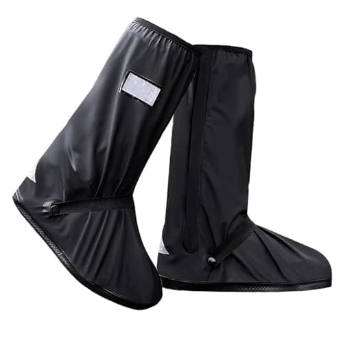 TOPONE Botas para Lluvia, Protector de Zapatos Impermeable para Hombre y Mujer, Cubrebotas con Tira Reflectante y Cremalleras, Calzado de Lluvia Nieve y Funda para Tenis, Rain Boots Reutilizable(L)