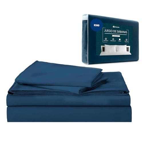 Bluelander Juego de Sabanas, Sabanas King Size, 4 Piezas, 1800 Hilos, Cómodas y Frescas, Calidad de Lujo, Hipoalergénicas, Lavado a Máquina (Azul Obscuro, King)