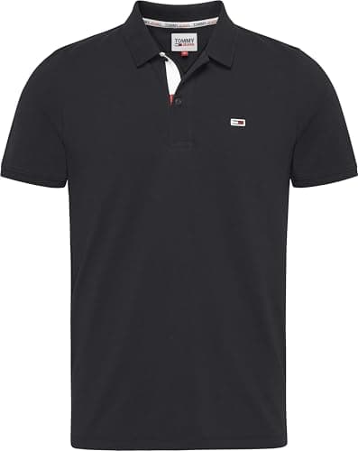 Tommy Hilfiger Polo Corte Ajustado para Hombre, Negro, M