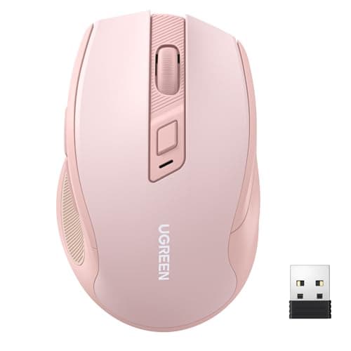 UGREEN Mouse Inalámbrico 2.4 GHz con Receptor USB, 15M de Conexión, Ratón Ergonómico de 6 Botones, hasta 4K dpi, Compatible con PC, Portátil, Macbook, Windows 11 10, macOS, Linux, Rosa