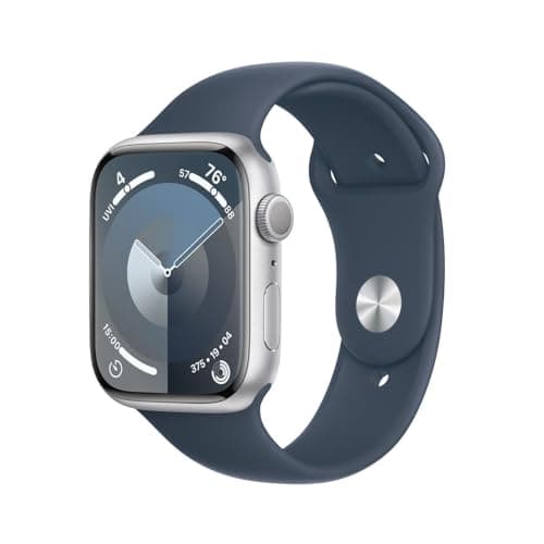 Apple Watch Series 9 [GPS, 41mm] Carcasa de Aluminio Plata con Banda Deportiva Azul Tormenta, M/L (Reacondicionado)