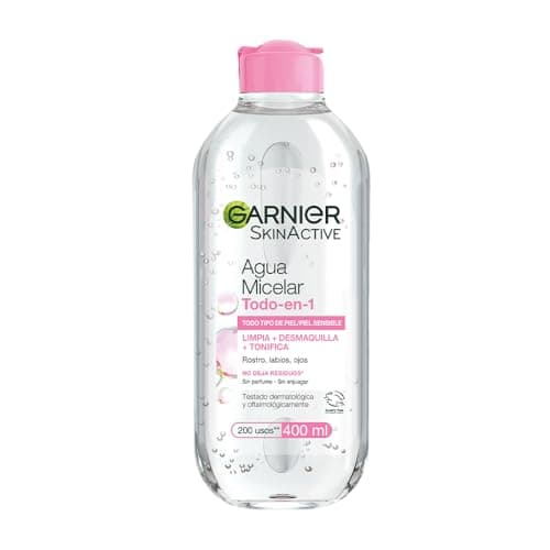 Garnier Skin Active Agua Micelar Desmaquillante Todo-en-1, Limpia, Desmaquilla y Tonifica, para Todo Tipo de Piel, Elimina Impurezas y no Deja Residuos, 400 ml