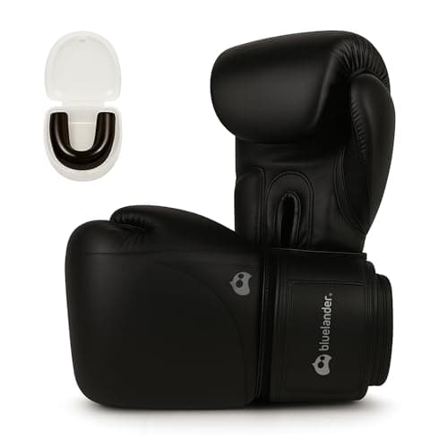 Bluelander Guantes de Boxeo 14 Oz, para Entrenamiento, Incluyen Protector Bucal, Absorción de Impactos y Correa de Velcro, Adecuados para Hombres y Mujeres, Ideales para Kickboxing y MMA