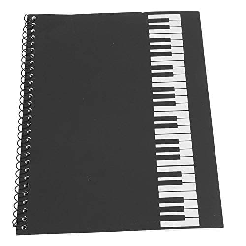 Cuaderno en composición musical, papel de música de notación musical, cuaderno de música,(Black piano pattern)