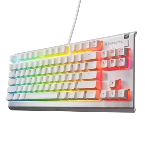 SteelSeries Apex 3 TKL - Teclado para Juegos RGB Blanco - Factor de Forma Compacto sin Teclas - Iluminación RGB de 8 Zonas Interruptor para Juegos silencioso (Reacondicionado)