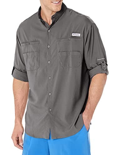 Columbia Tamiami II - Camisa de Manga Larga para Hombre, Ciudad Gris, X-Small