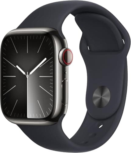 Apple Watch Series 9 [GPS + Cellular 41MM] - Caja de Acero Inoxidable Grafito con Banda Deportiva Medianoche, M/L (Reacondicionado)