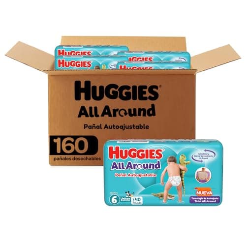Huggies All Around Pañal Desechable para Bebé, Etapa 6 Unisex, Caja con 160 piezas, Ideal para bebés de más de 13.5 kg