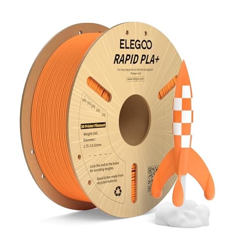 ELEGOO Filamento Rapid PLA Plus 1,75 mm Naranja 1 kg, Filamento para impresora 3D PLA+ para impresión de alta velocidad de 30-600 mm/s, Precisión dimensional +/- 0,02 mm