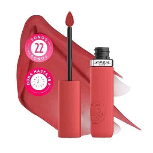 L’Oréal Paris Infaillible Le Matte Resistance Labial Líquido de Larga Duración por 16H, a Prueba de Agua, Color Intenso, con Ácido Hialurónico, Tono Crush Alert