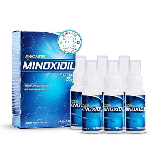 Anacastel Minoxidil 5% Solución en Spray para Cabello, Barba y Bigote | Tratamiento Capilar Anticaída para 6 Meses de Crecimiento del Cabello | Para Hombres y Mujeres | 6 Frascos I 360 ml