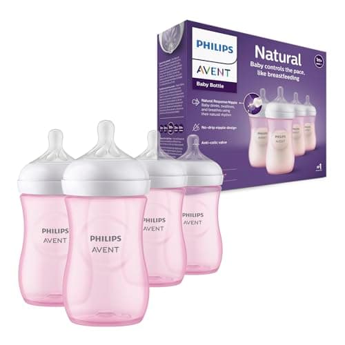 Philips Avent Biberón Natural Response│con válvula anticólicos│9 oz/260 ml│1 m+│4 pzs│SCY903/14
