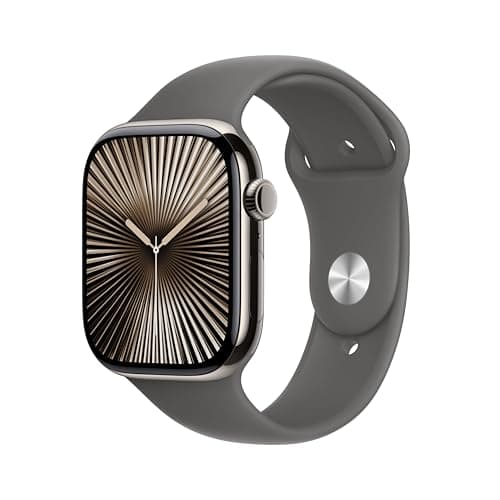 Apple Watch Series 10 GPS + Cellular • Caja de Titanio Natural de 46 mm • Correa Deportiva Gris Piedra - M/L