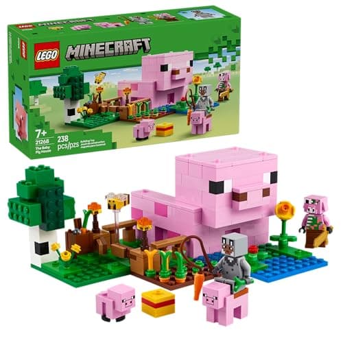 LEGO® Minecraft® La Casa-Cerdo Bebé Juguete de construcción basado en el Videojuego con un Piglin Zombificado en el bioma Bosque, Regalo para niñas y niños Desde 7 años 21268