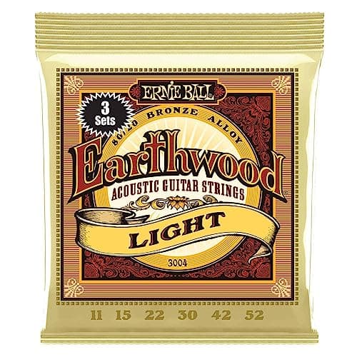 Ernie Ball Earthwood Light - Cuerdas para guitarra acústica, bronce 80/20, 3 paquetes, calibre 11-52