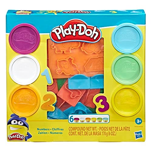 Play-Doh Set de Números del 0 al 9 de compuesto de modelado con accesorios y 6 latas de diferentes colores primarios y brillantes para niños y niñas a partir de 3 años