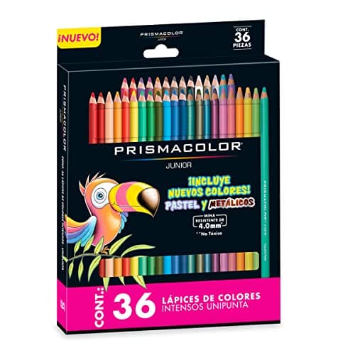 Prismacolor - Lápices de Colores Junior, Colores Pastel y Metálicos, 36 Piezas, 4.0mm, No Tóxicos
