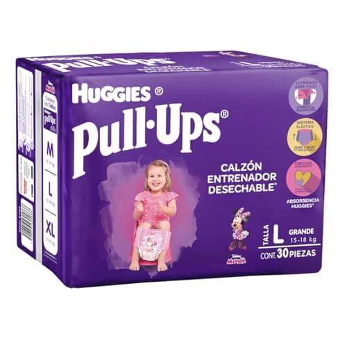 Huggies Pull-Ups Calzoncitos Entrenadores, Talla Grande Niña, Paquete con 30 Piezas, Ideal para niñas de entre 15 a 18 kg
