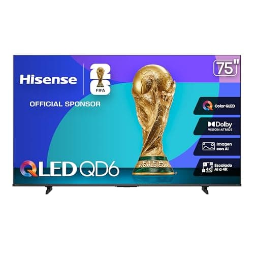 Hisense Television QD6QFM (Modelo 2025) Pantalla 75 Pulgadas,QLED Smart Fire TV UHD 4K,Control Remoto por Voz con Alexa,Escalado AI a 4K,Dolby Vision Atmos, Modo de Juego Plus